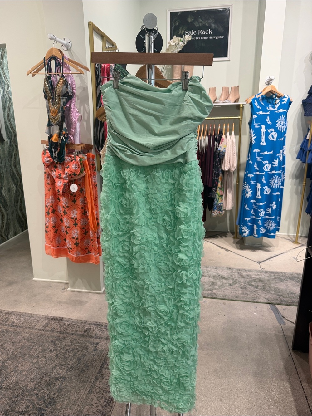 Elegant Mint Green Strapless Ruffle Column Dress